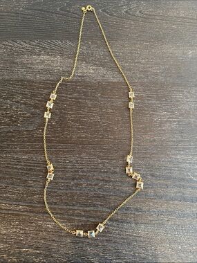 J. Crew Gold and Clear Crystal Station Necklace